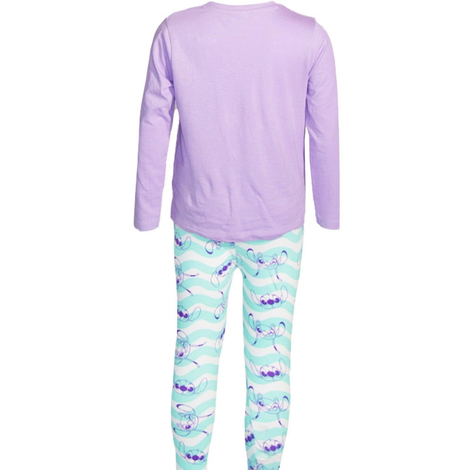 Navy-Purple - Back - Lilo & Stitch Childrens-Kids Angel Long Pyjama Set
