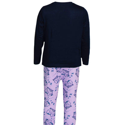 Navy-Purple - Side - Lilo & Stitch Childrens-Kids Angel Long Pyjama Set