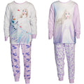 White-Purple - Front - Disney Girls Elsa & Olaf Long Pyjama Set (Pack of 2)