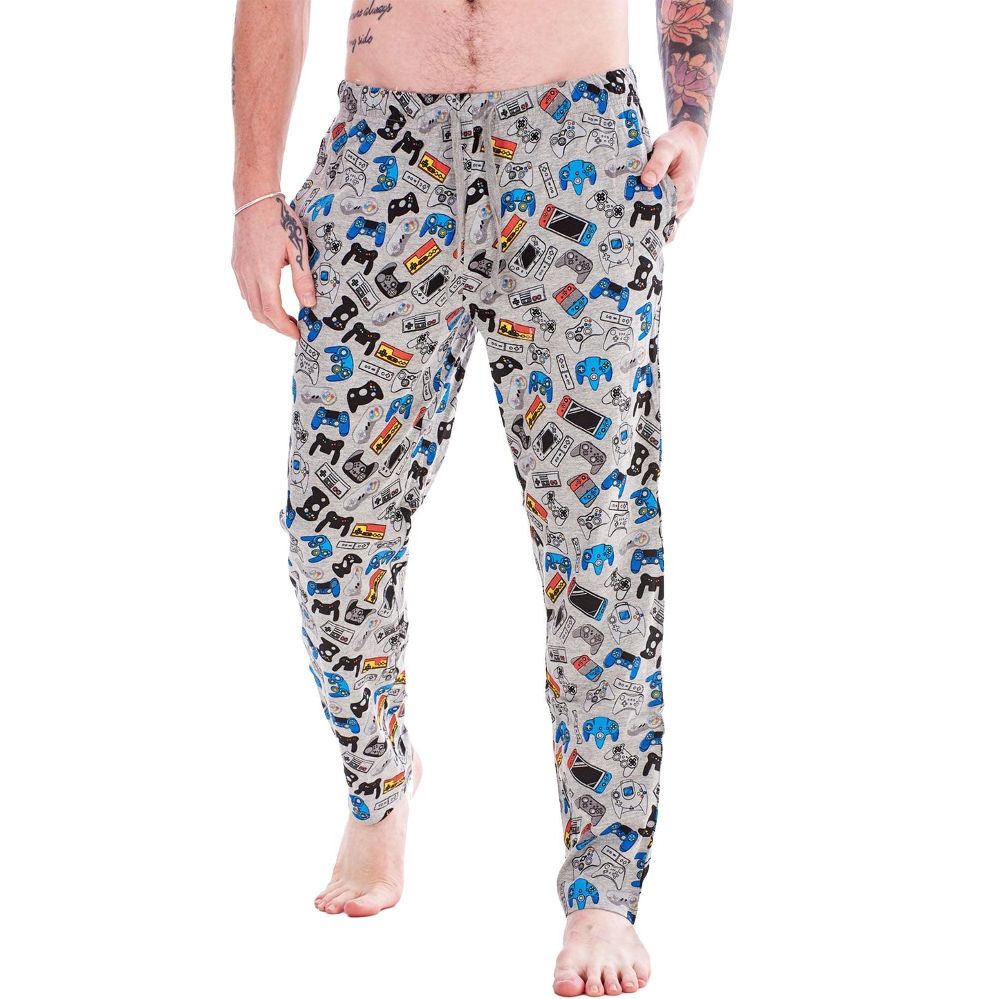 Black-Grey-Multicoloured - Side - Keanu Mens Game Over Lounge Pants (Pack of 2)