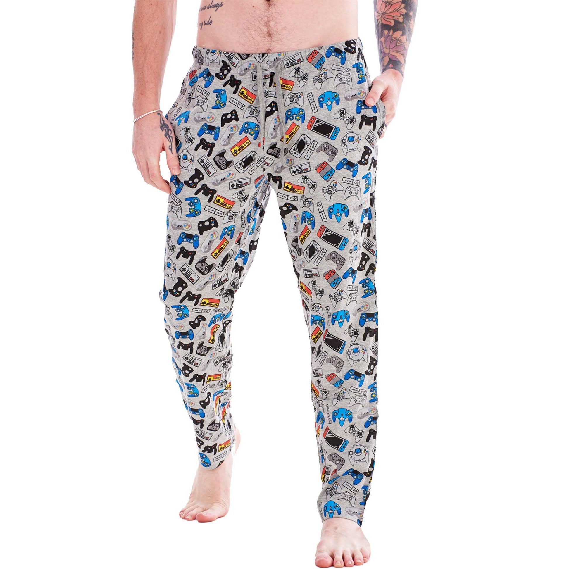 Black-Grey-Multicoloured - Side - Keanu Mens Game Over Lounge Pants (Pack of 2)