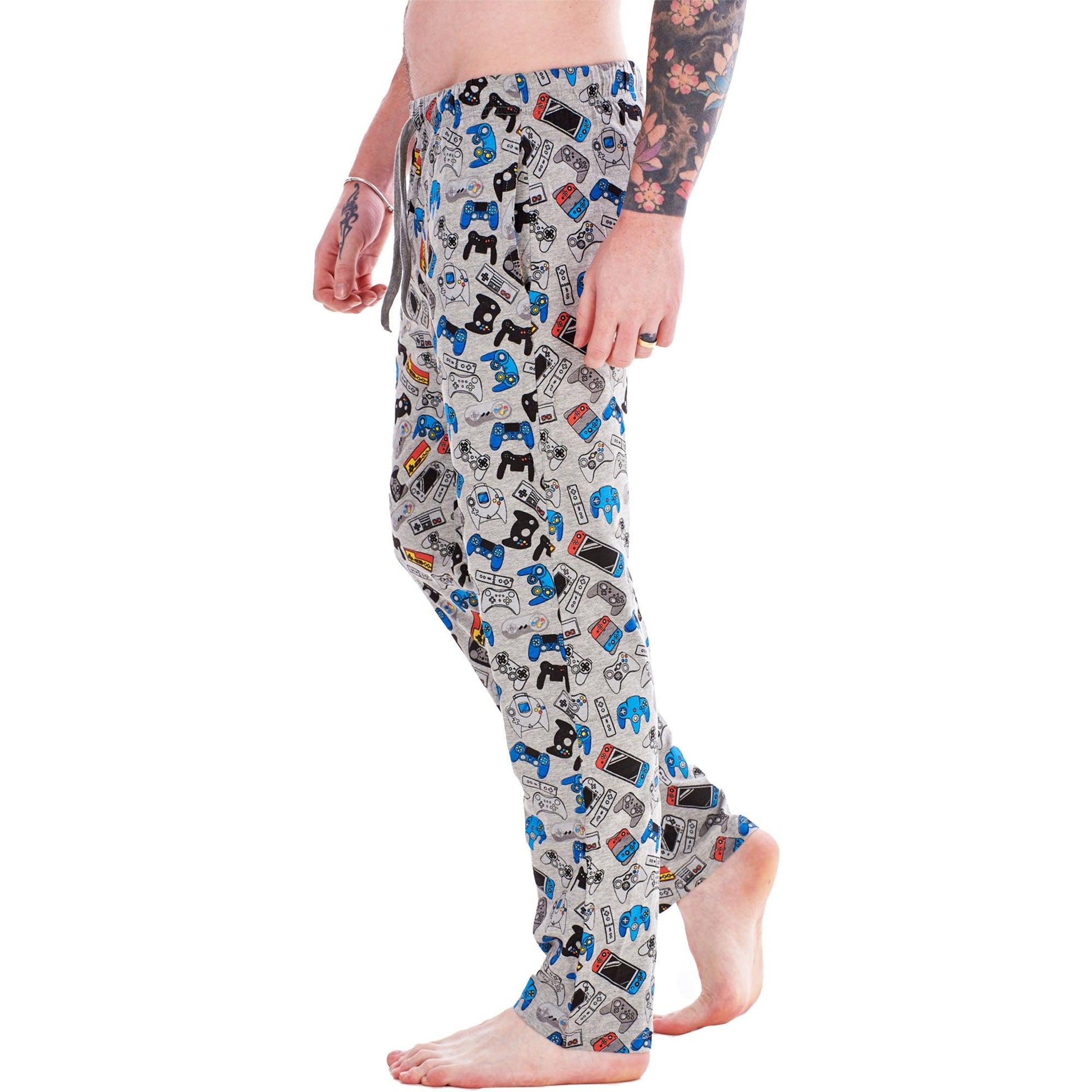 Black-Grey-Multicoloured - Pack Shot - Keanu Mens Game Over Lounge Pants (Pack of 2)
