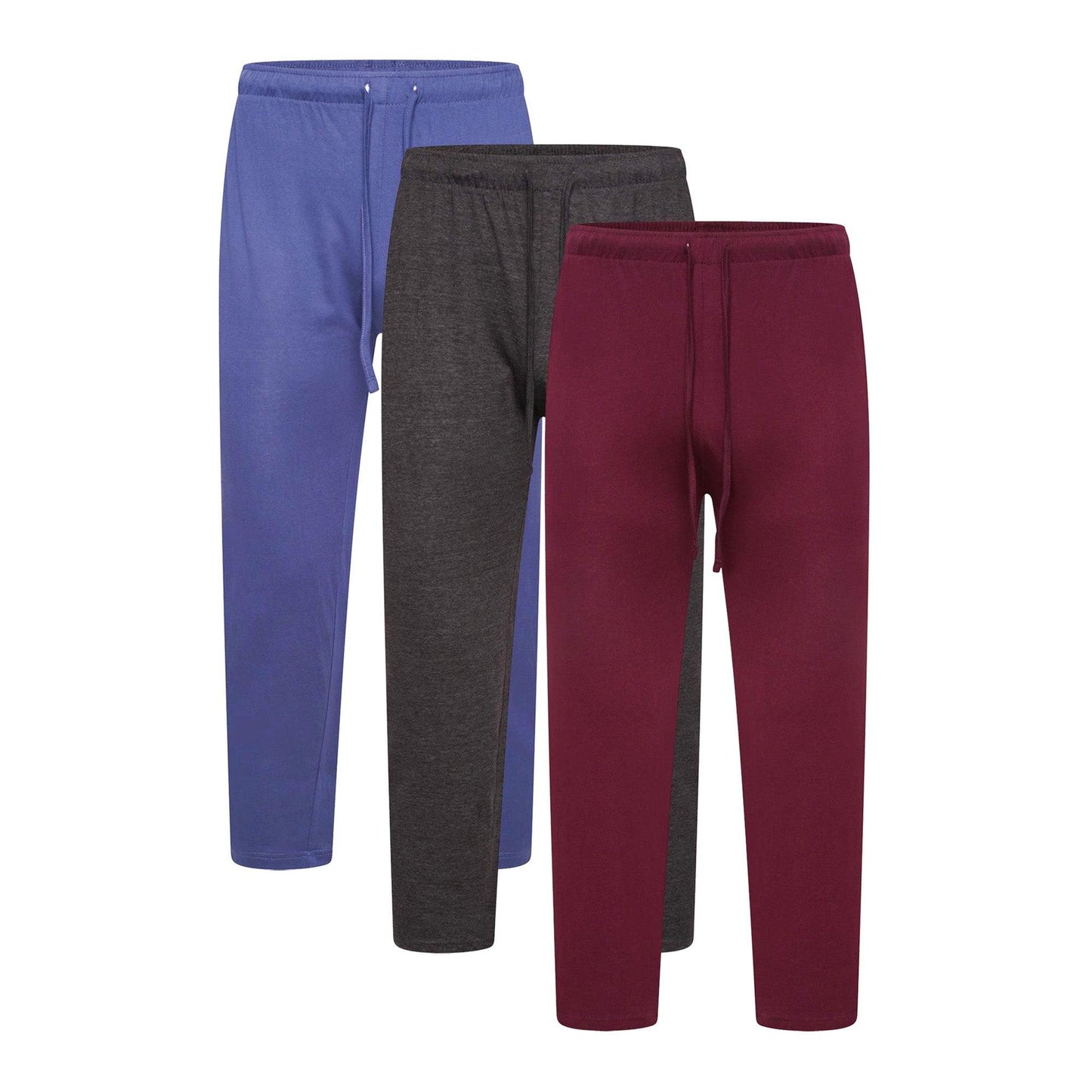 Charcoal-Red-Blue - Front - Keanu Mens Lounge Pants (Pack of 3)