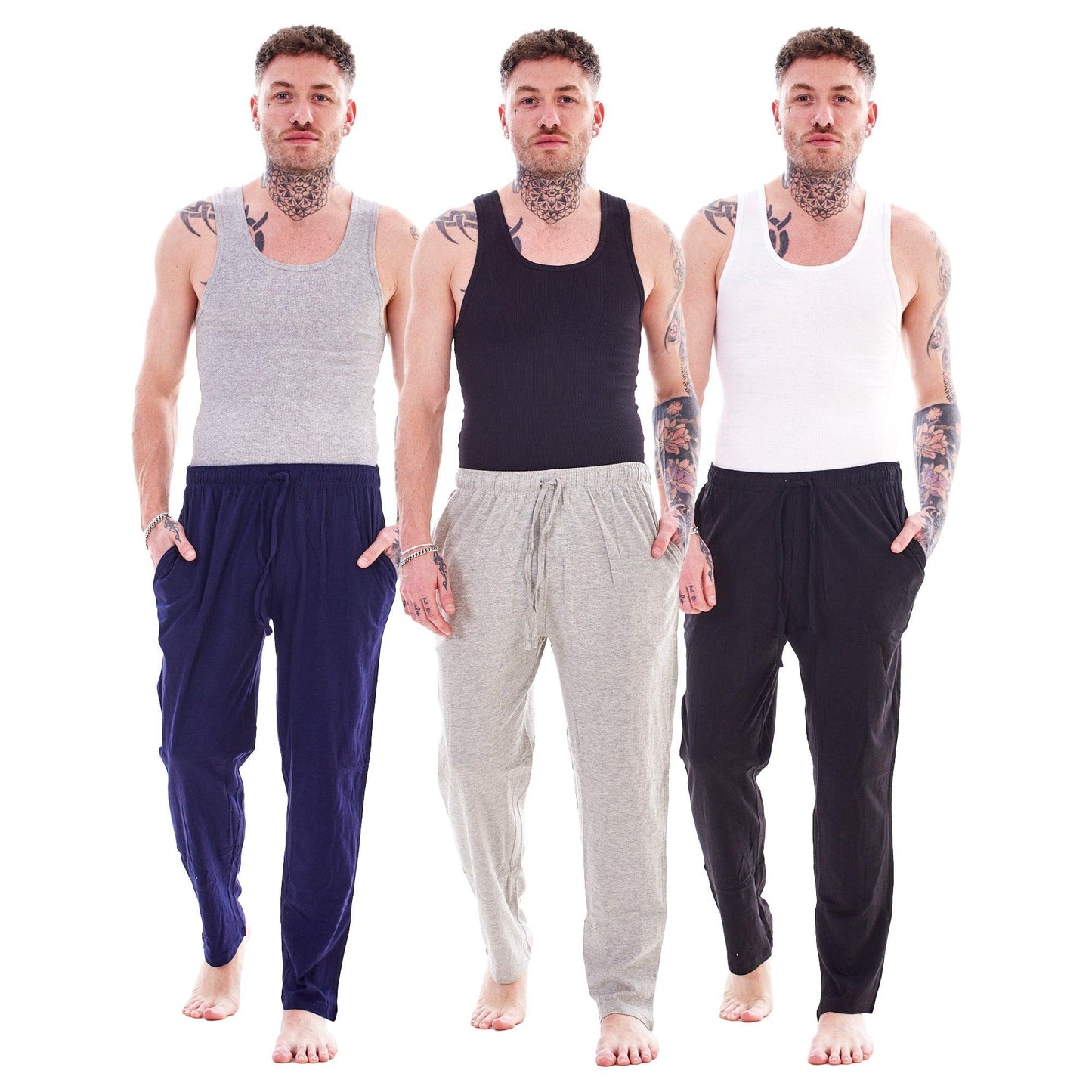 Black-Navy-Grey - Lifestyle - Keanu Mens Lounge Pants (Pack of 3)