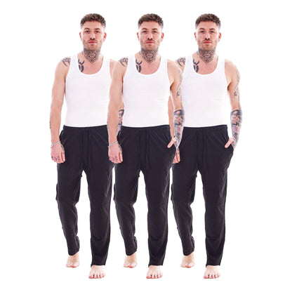 Black-Navy-Grey - Front - Keanu Mens Lounge Pants (Pack of 3)