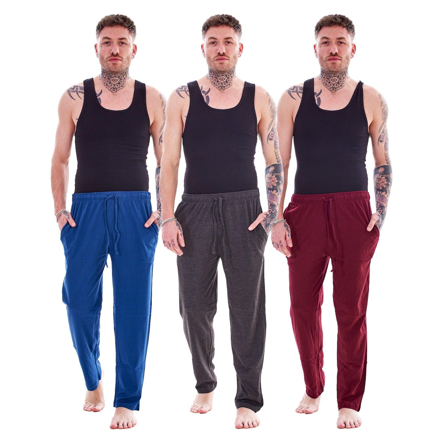 Black-Navy-Grey - Pack Shot - Keanu Mens Lounge Pants (Pack of 3)
