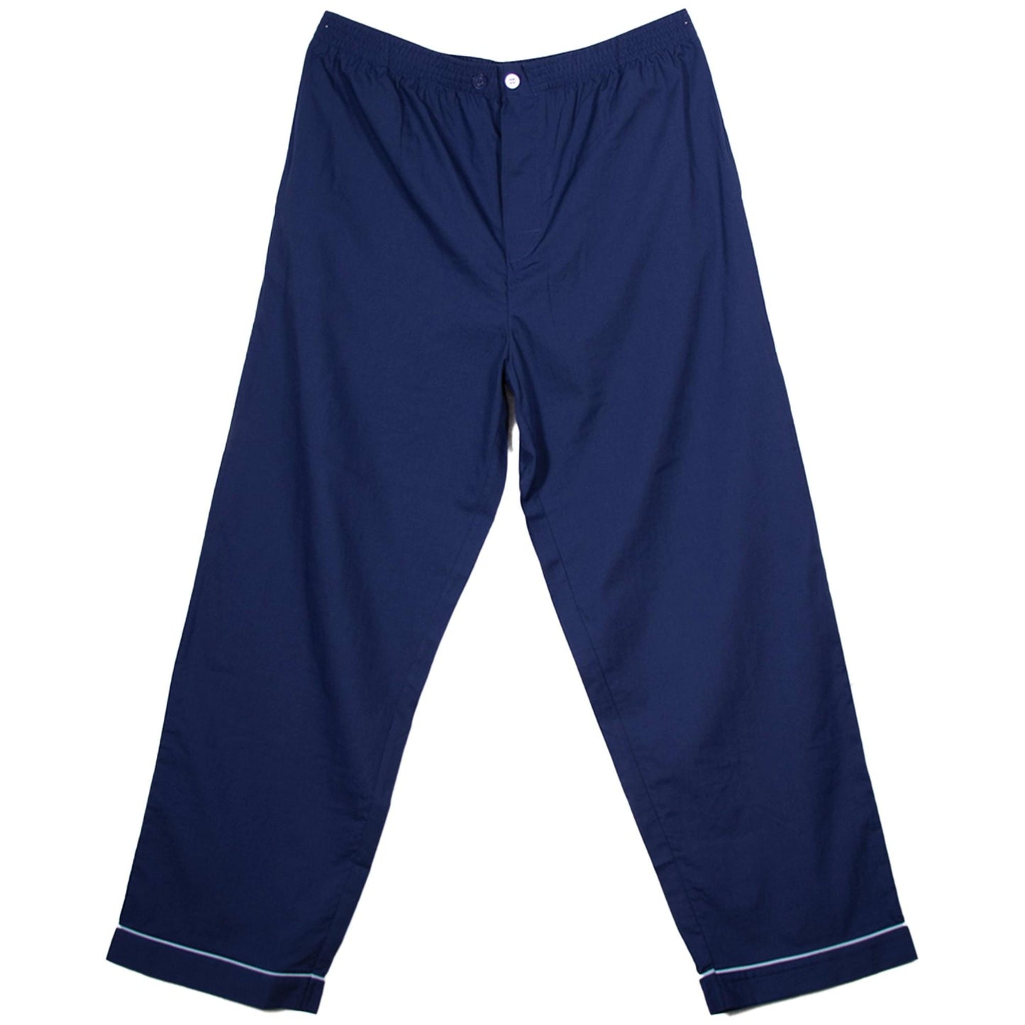 Blue-Navy - Side - Keanu Mens Poplin Woven Pyjama Bottoms (Pack of 2)