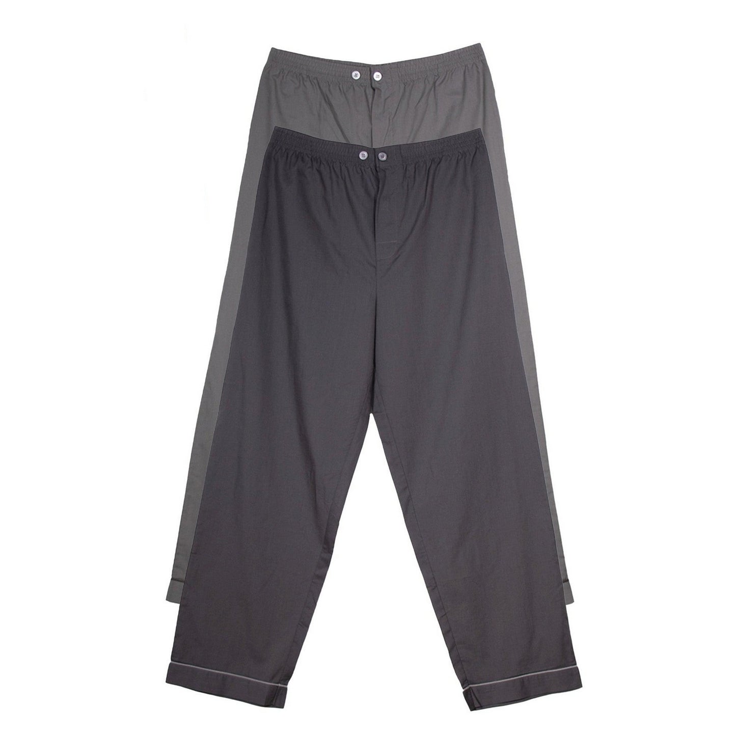 Charcoal-Grey - Front - Keanu Mens Poplin Woven Pyjama Bottoms (Pack of 2)