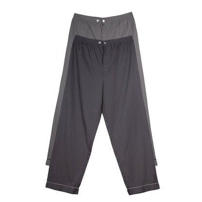 Charcoal-Grey - Front - Keanu Mens Poplin Woven Pyjama Bottoms (Pack of 2)