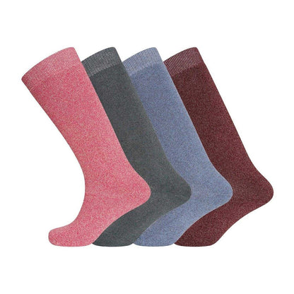 Multicoloured - Front - Soxy Womens-Ladies Plain Wool Blend Socks (Pack of 4)
