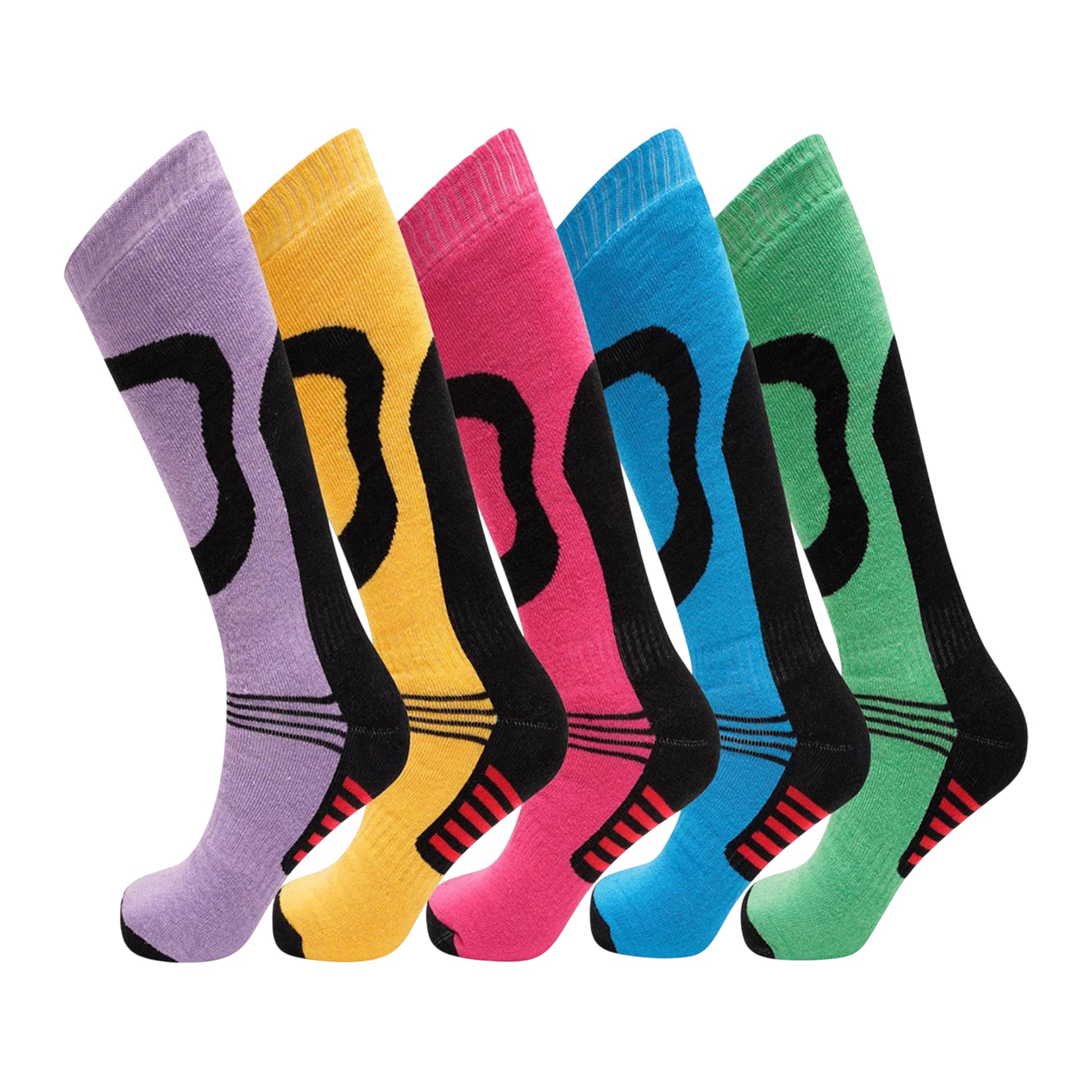 Multicoloured - Front - Soxy Womens-Ladies Thermal Ski Socks (Pack of 5)
