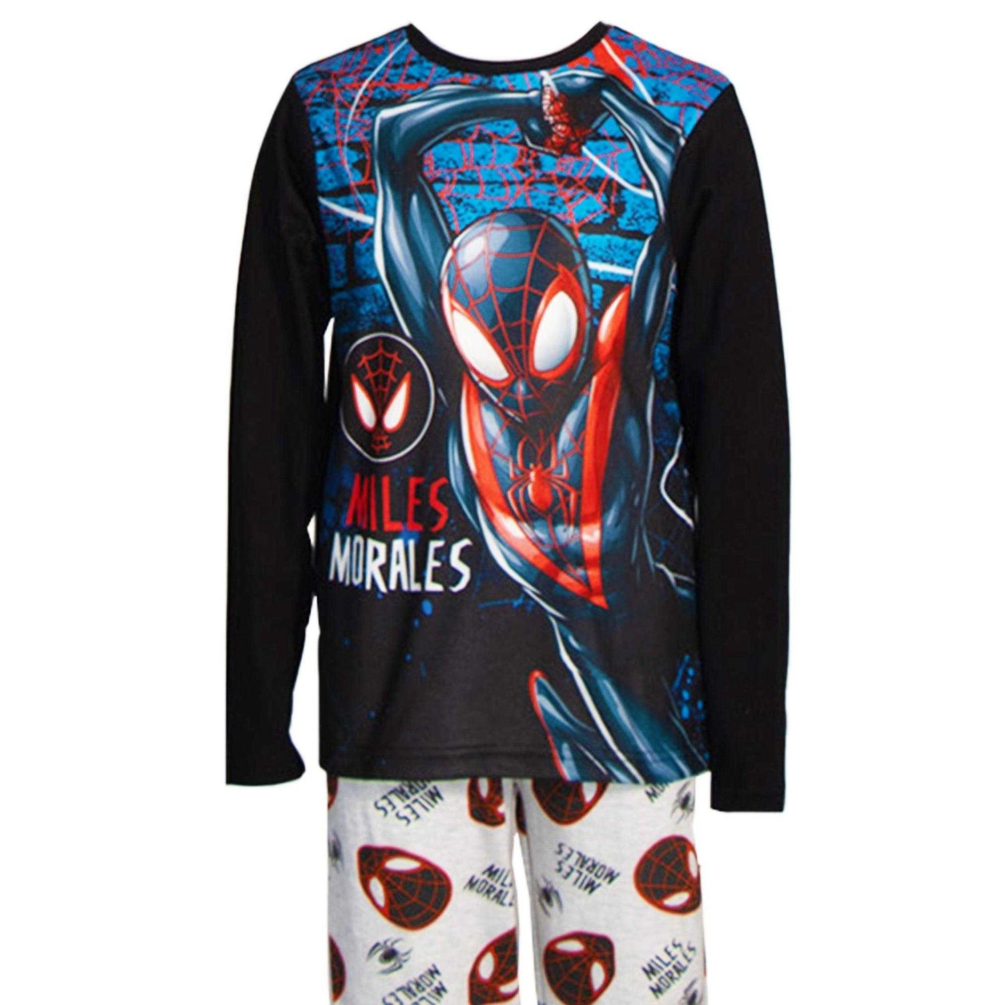 Multicoloured - Side - Spider-Man: Miles Morales Childrens-Kids Logo Long Pyjama Set (Pack of 2)