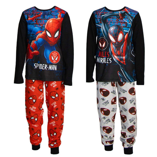 Multicoloured - Front - Spider-Man: Miles Morales Childrens-Kids Logo Long Pyjama Set (Pack of 2)
