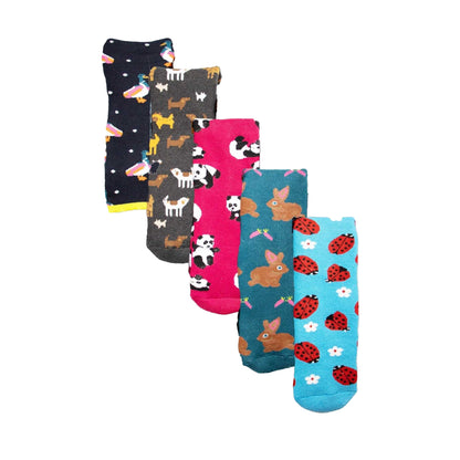 Multicoloured - Back - Soxy Womens-Ladies Assorted Designs Socks (Pack of 5)