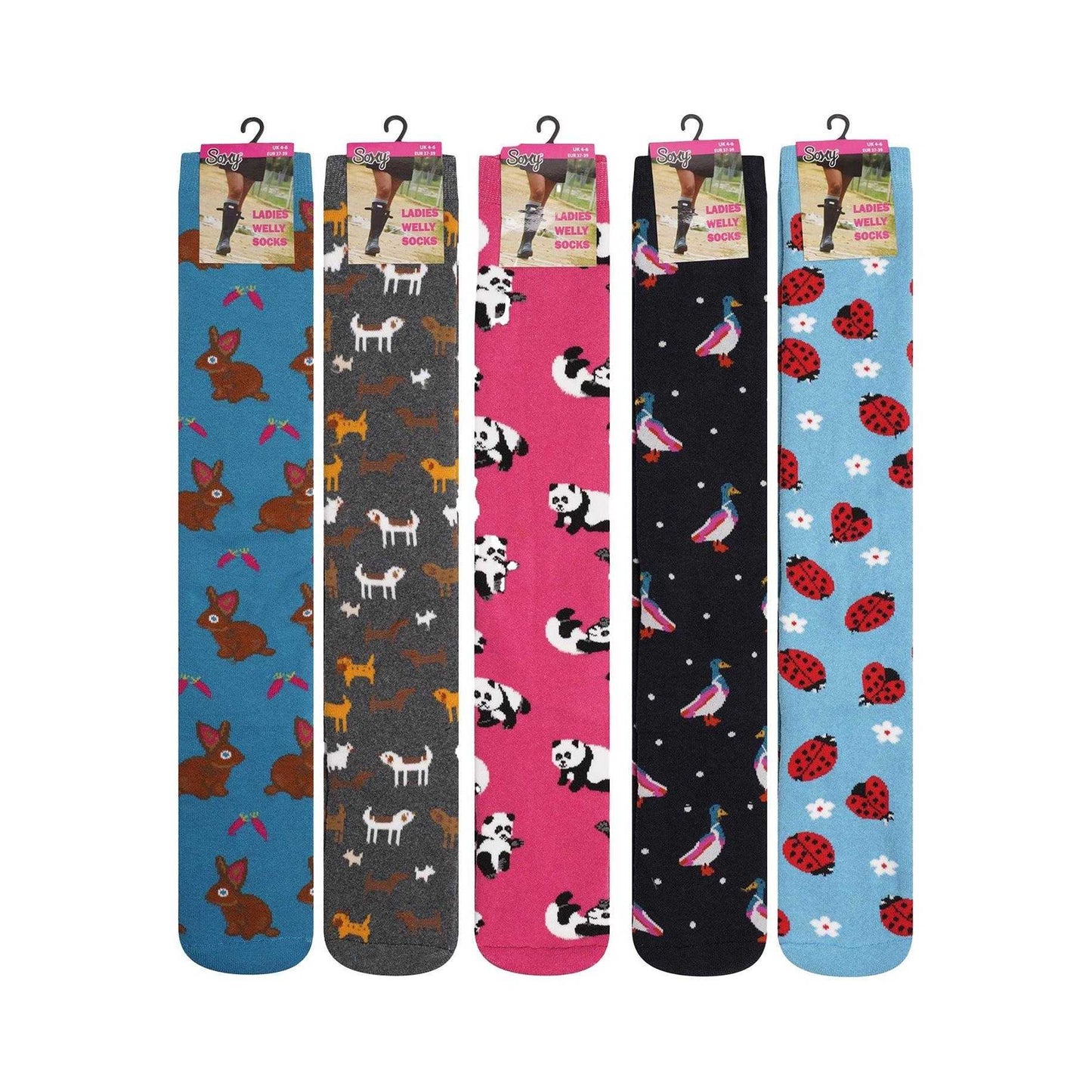 Multicoloured - Front - Soxy Womens-Ladies Assorted Designs Socks (Pack of 5)