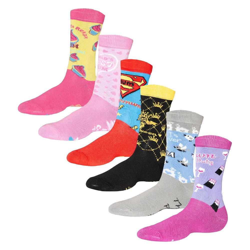 Multicoloured - Back - Soxy Womens-Ladies Mothers Day Socks (Pack of 6)