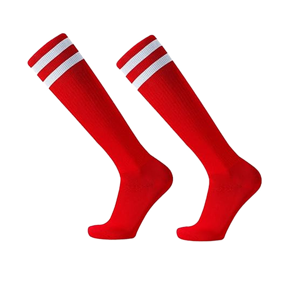 Red - Back - Floso Mens Striped Hockey Socks (Pack of 3)