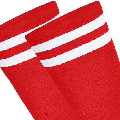 Red - Side - Floso Mens Striped Hockey Socks (Pack of 3)