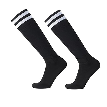 Black - Back - Floso Mens Striped Hockey Socks (Pack of 3)