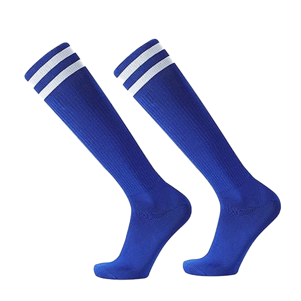 Blue - Back - Floso Mens Striped Hockey Socks (Pack of 3)