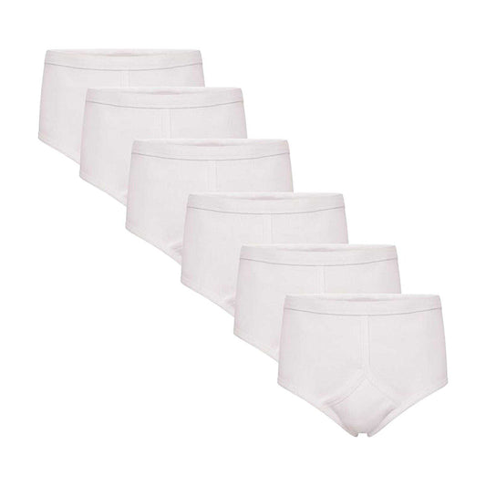 White - Front - Keanu Mens Plain Briefs (Pack of 6)