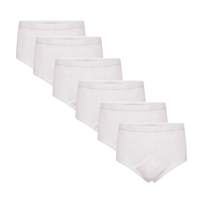 White - Front - Keanu Mens Plain Briefs (Pack of 6)