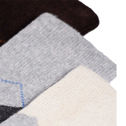 Brown-Black-White - Side - Soxy Mens Argyle Long Socks (Pack of 6)