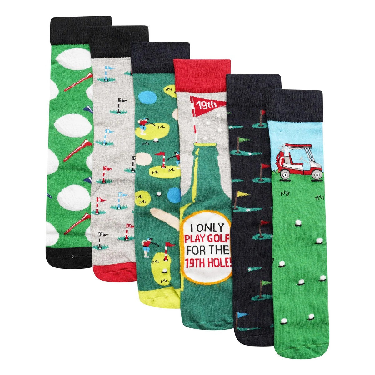 Multicoloured - Back - Soxy Mens Golf Ball Cotton Socks (Pack of 6)