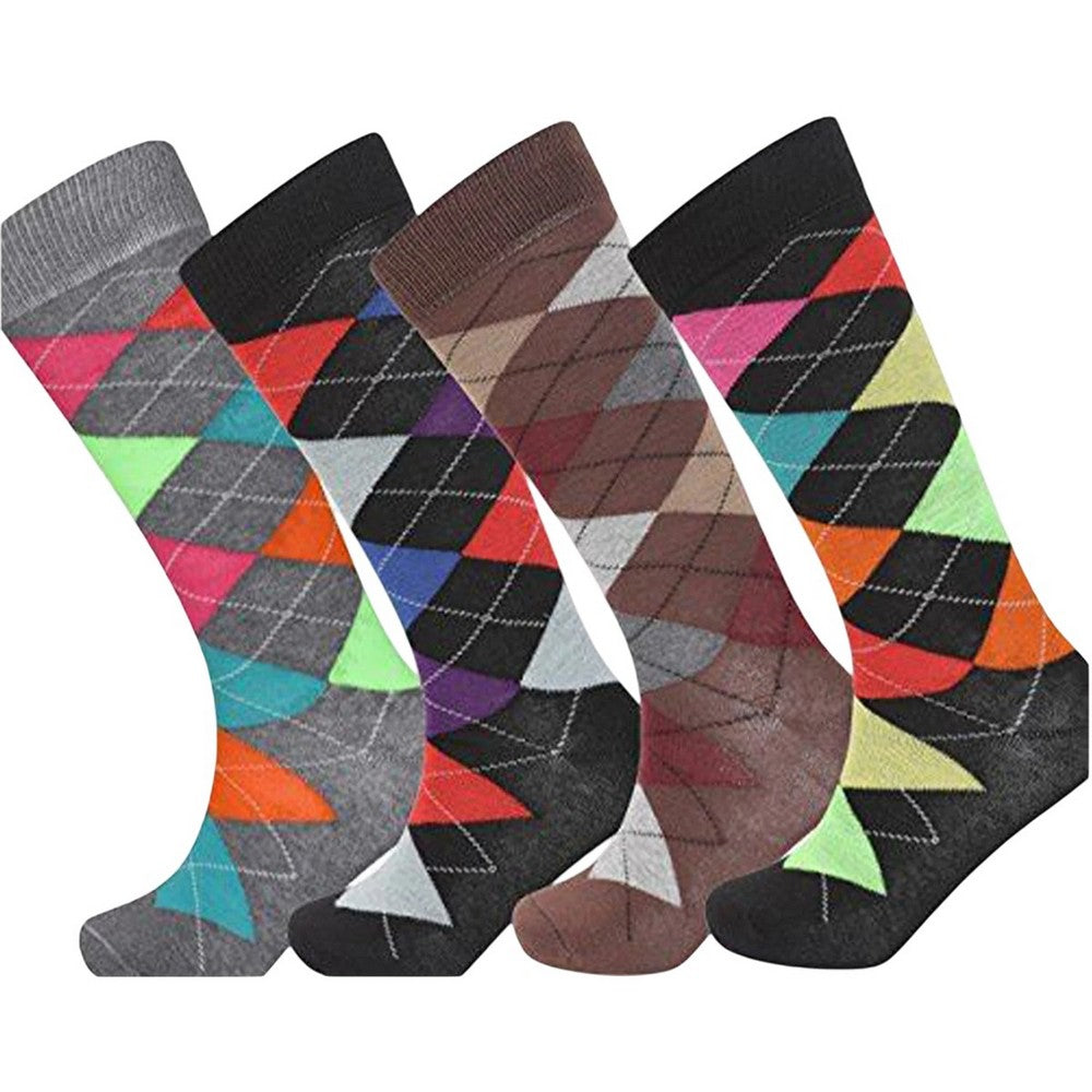 Black-Multicoloured - Lifestyle - Soxy Mens Argyle Socks (Pack of 4)