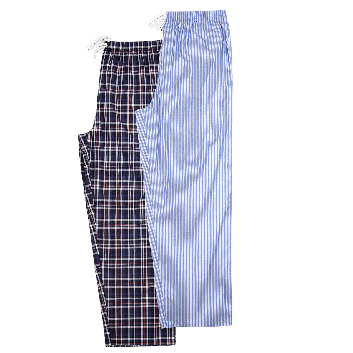 Blue-Black - Back - Keanu Mens Woven Checked Stripes Pyjama Bottoms (Pack of 2)