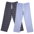 Blue-Black - Front - Keanu Mens Woven Checked Stripes Pyjama Bottoms (Pack of 2)