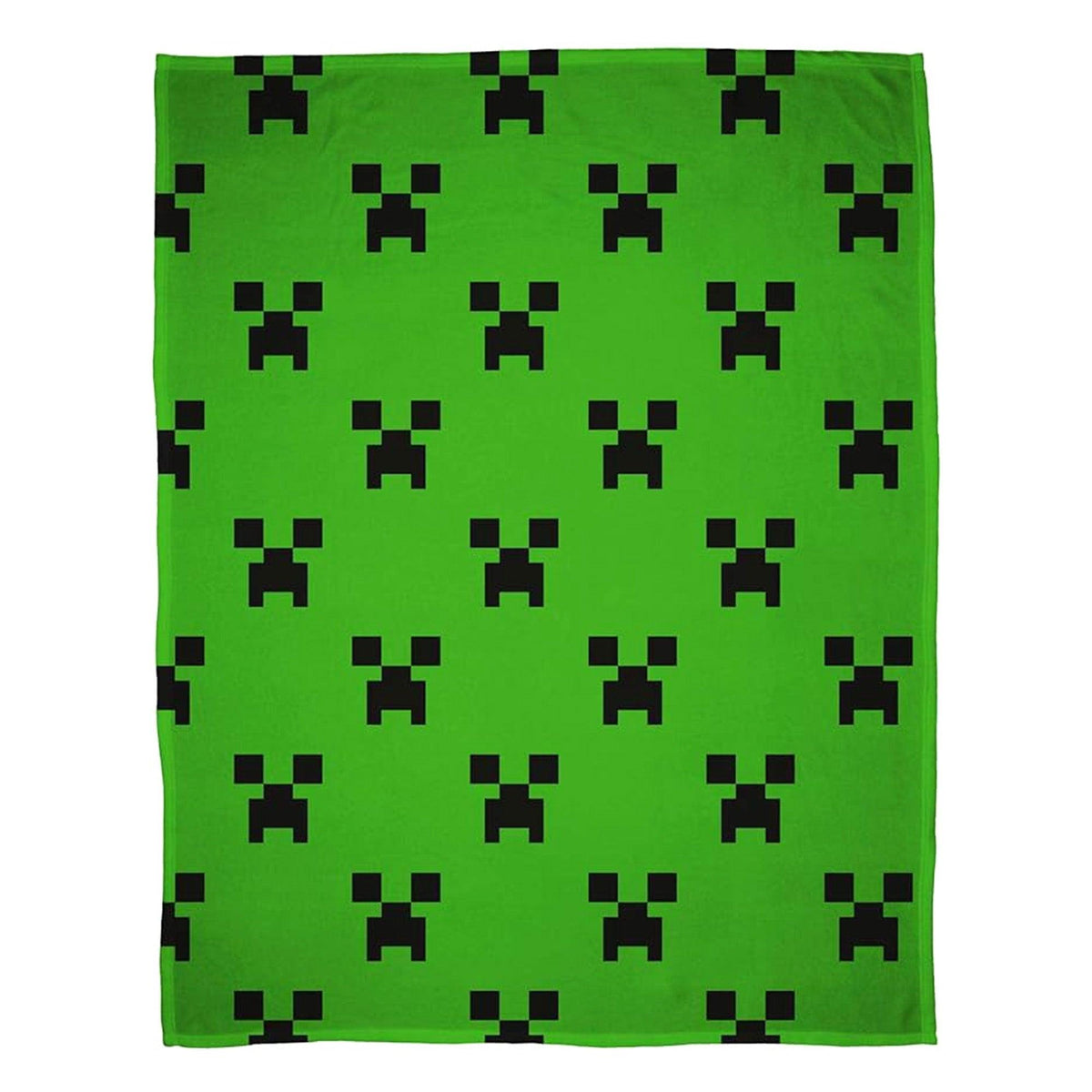 Green-Black - Front - Minecraft Fleece Creeper Blanket