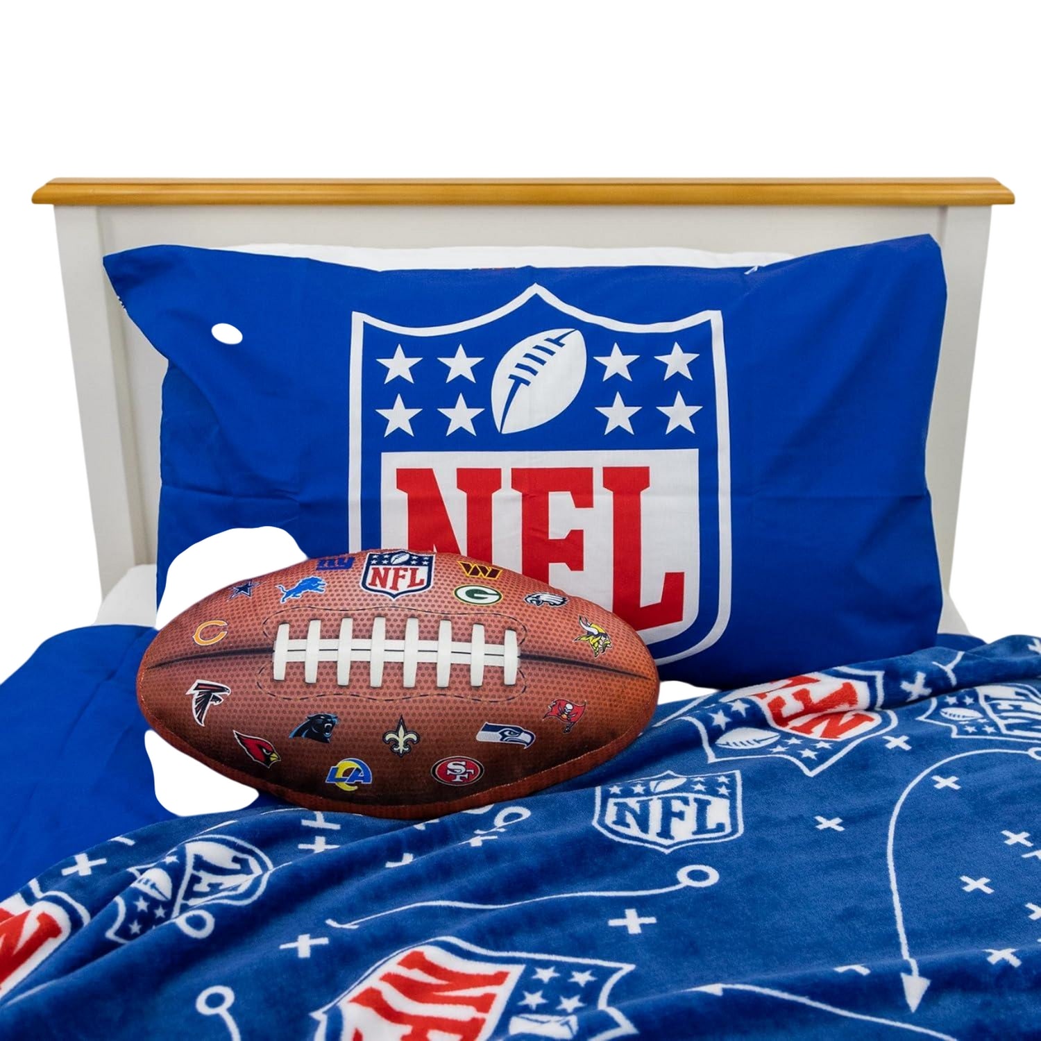 Blue-White-Red - Side - NFL Fleece Crest Blanket