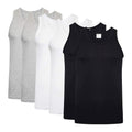 Black-Grey-White - Front - Keanu Mens Fitted Vest Top (Pack of 6)