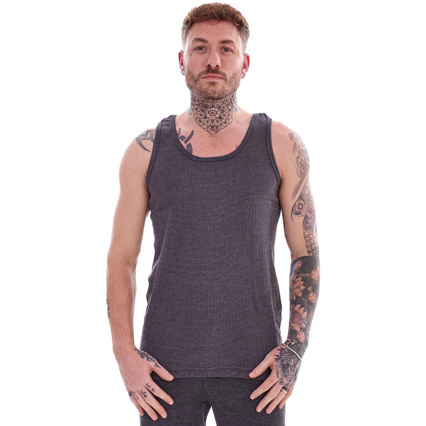 Grey - Side - Heatforce Mens Thermal Vest (Pack of 3)