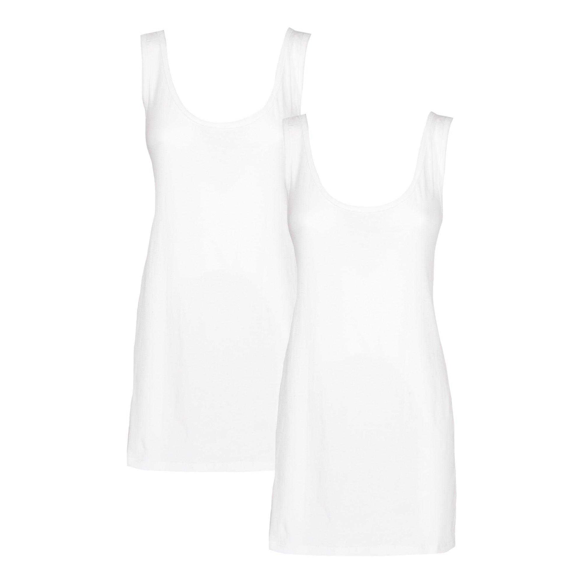 White - Front - Keanu Womens-Ladies Cotton Blend Vest Top (Pack of 2)
