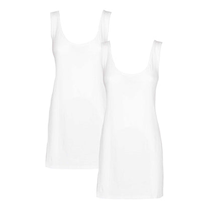 White - Front - Keanu Womens-Ladies Cotton Blend Vest Top (Pack of 2)
