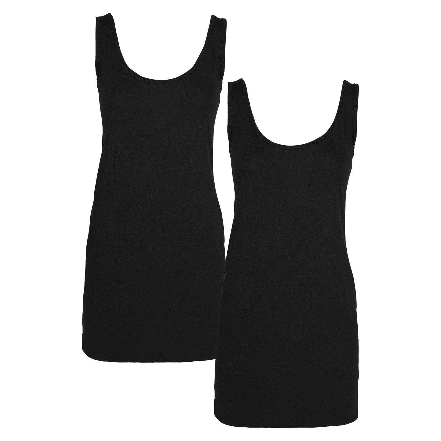 Black - Front - Keanu Womens-Ladies Cotton Blend Vest Top (Pack of 2)