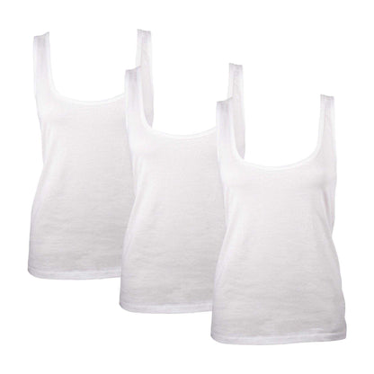 White - Front - Keanu Womens-Ladies Cotton Blend Vest Top (Pack of 3)