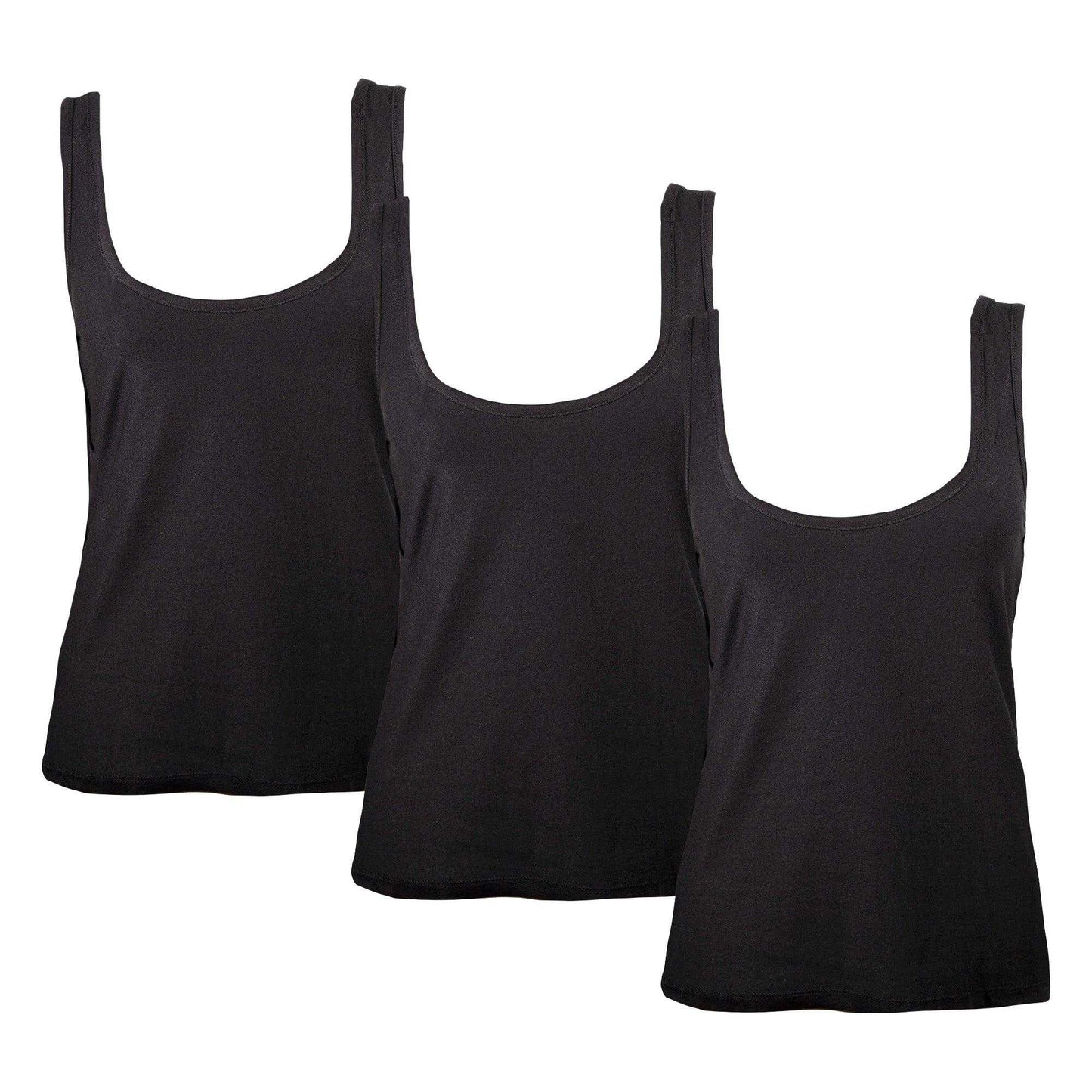 Black - Front - Keanu Womens-Ladies Cotton Blend Vest Top (Pack of 3)