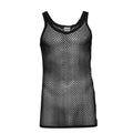 Black - Back - Keanu Mens String Vest Top (Pack of 4)