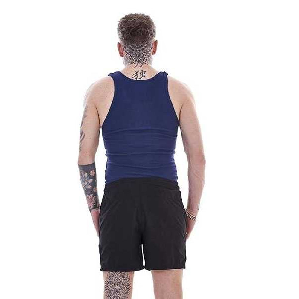 Navy-Charcoal-Black-Grey-White - Back - Keanu Mens Ribbed Cotton Blend Fitted Vest Top (Pack of 6)