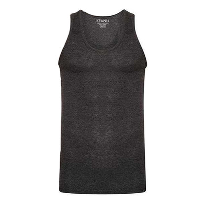 Navy-Charcoal-Black-Grey - Side - Keanu Mens Ribbed Cotton Blend Fitted Vest Top (Pack of 6)