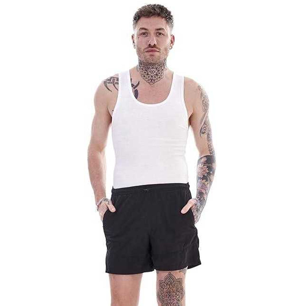White - Side - Keanu Mens Fitted Vest Top (Pack of 6)
