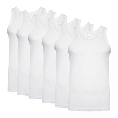 White - Front - Keanu Mens Fitted Vest Top (Pack of 6)
