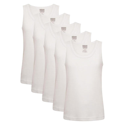 White - Front - Heatforce Childrens-Kids Thermal Vest Top (Pack of 5)