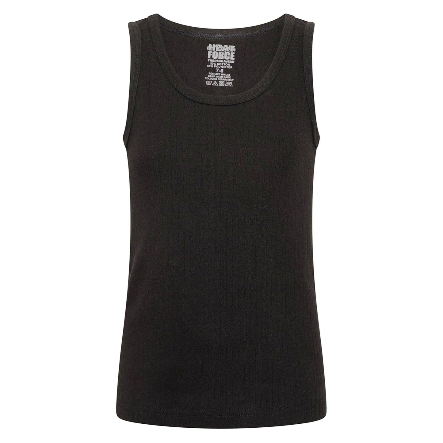 Black-Dark Grey-Light Grey - Back - Heatforce Childrens-Kids Thermal Vest Top (Pack of 5)