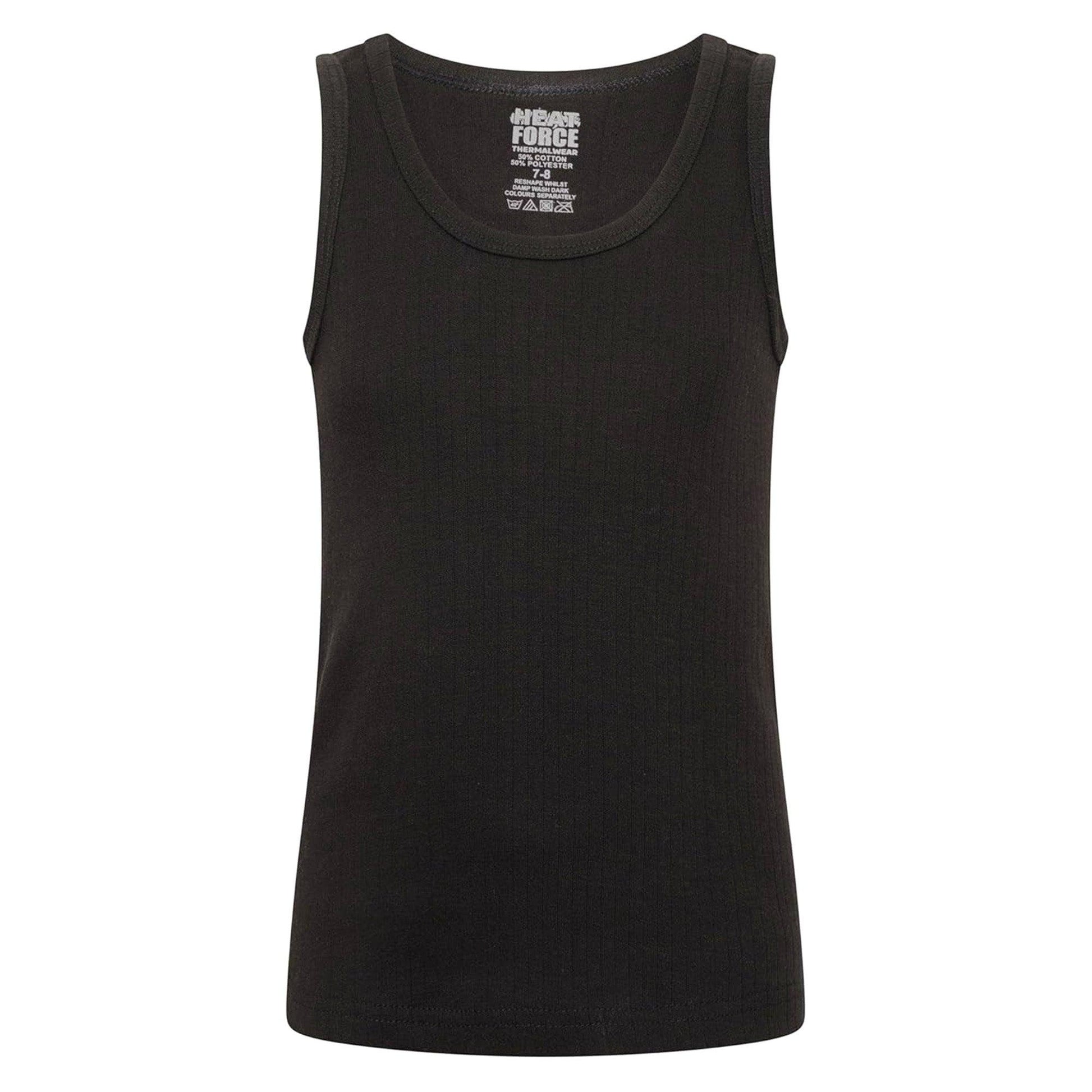 Black-Dark Grey-Light Grey - Back - Heatforce Childrens-Kids Thermal Vest Top (Pack of 5)