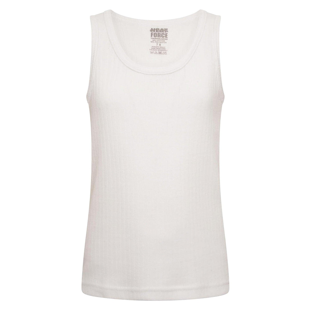 White - Back - Heatforce Childrens-Kids Thermal Vest Top (Pack Of 5)