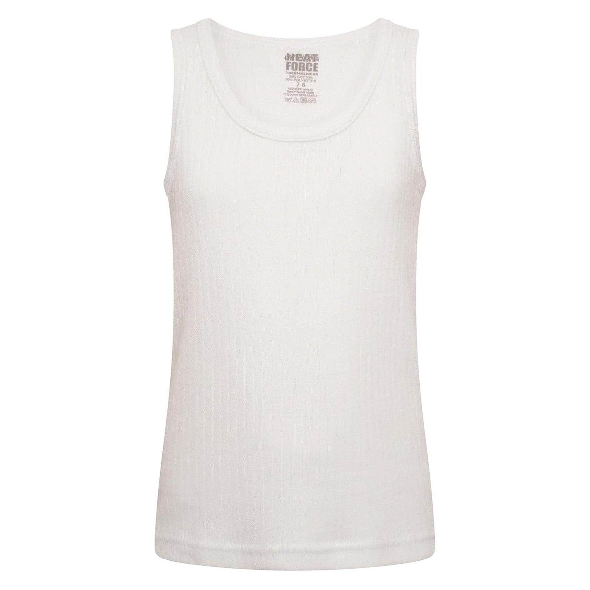 White - Back - Heatforce Childrens-Kids Thermal Vest Top (Pack of 5)